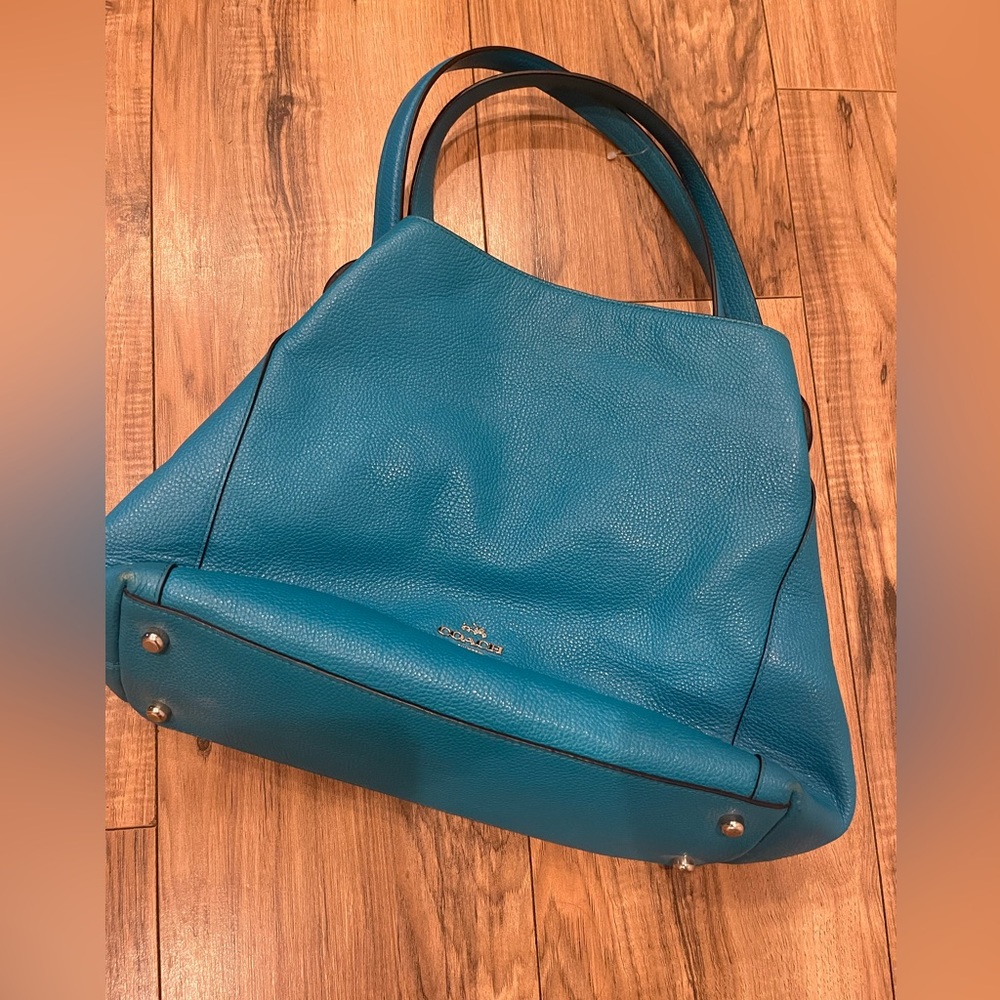 Coach Snap Button Astral blue Leather Tote Purse